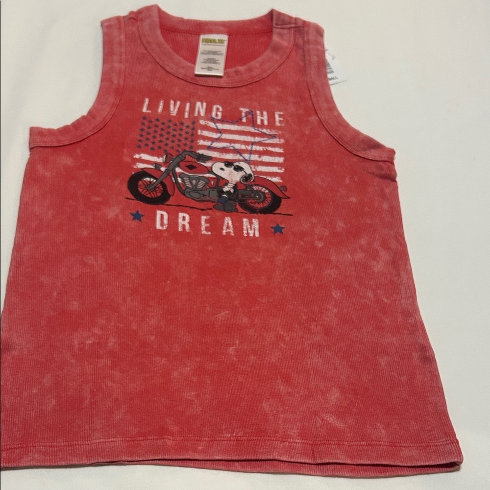 Peanuts Red Tank Top with Snoopy Graphic Cotton S, M  NWT - Picture 2 of 6